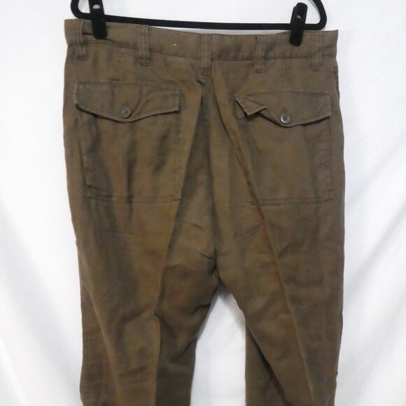 Y2K | OLD NAVY - Surplus Co | 36 X 30 | Classic Brown Linen Straight Leg Pants - Picture 12 of 16